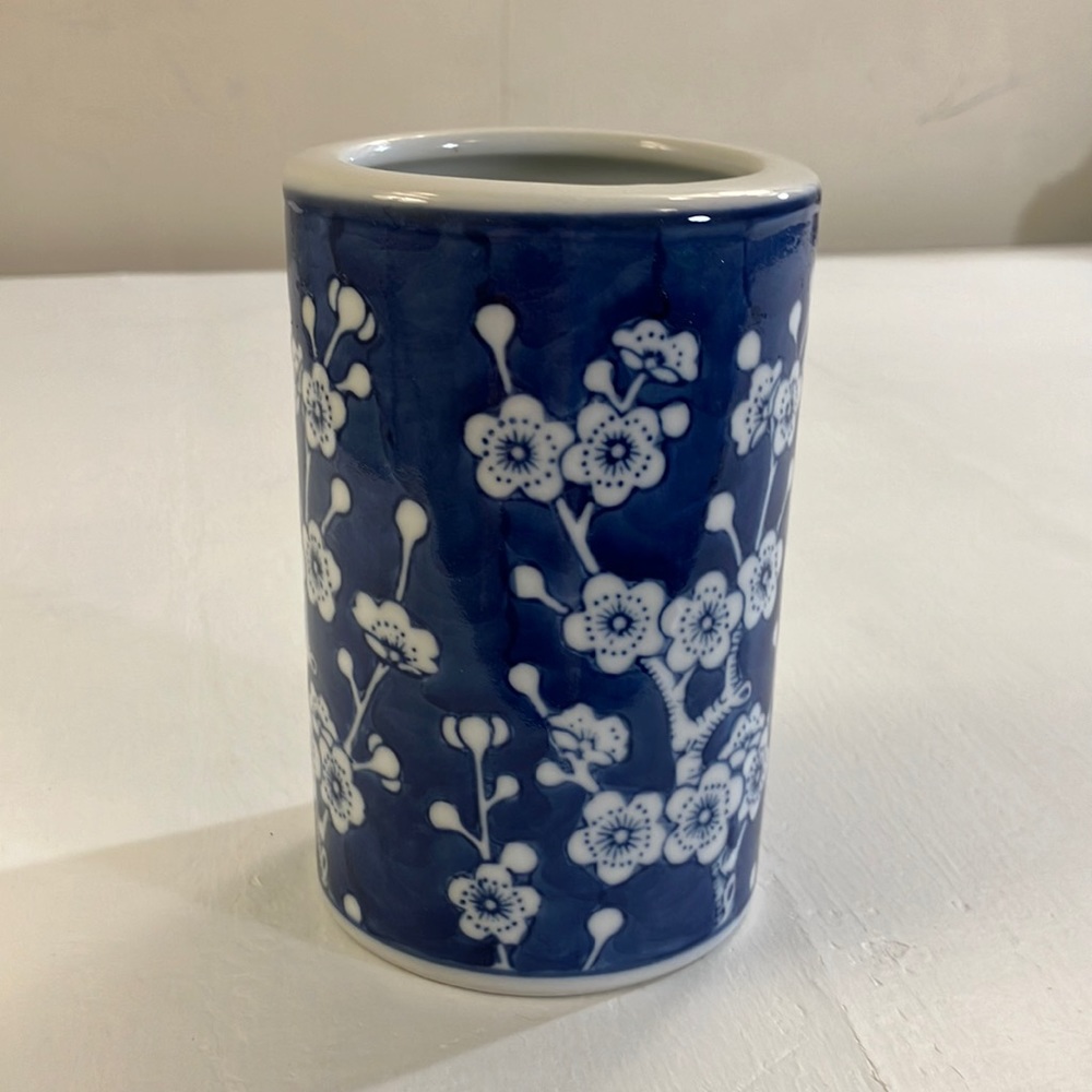 Handpainted Porcelain Blue Vase